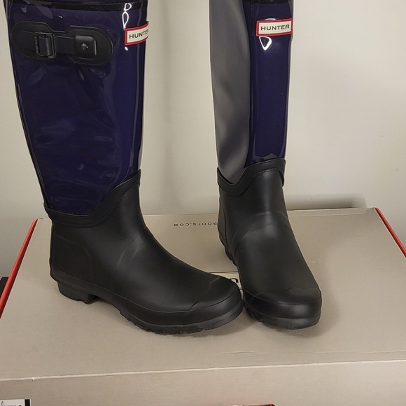 HUNTER Original Tall Clear Leg Rain Boots Midnight - Picture 3 of 7